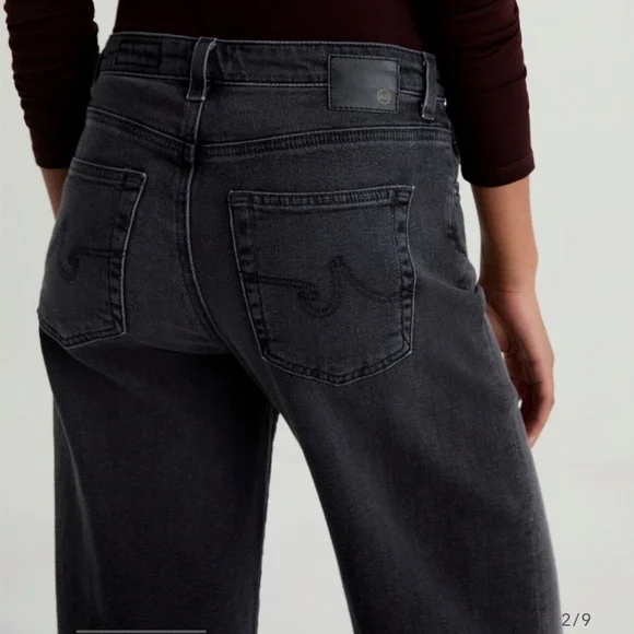 AG Saige Wide Leg Crop High-Rise Fit Size 30 Color Black - Picture 6 of 16